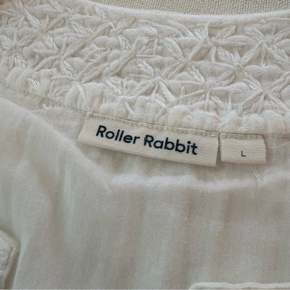 ROLLER RABBIT Faith Dress! Classic White Cotton Embroidered Shift Dress! Large - Picture 9 of 16